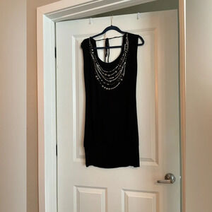 Bcbg Maxazria Black Metal Beaded Tank Dress Size M